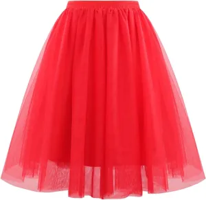 Women's Sundresses Summer Casual Loose Trendy Elastic High Waist Solid Color Party Dance Fluffy Mesh Tulle Skirts 2025, S-2XL