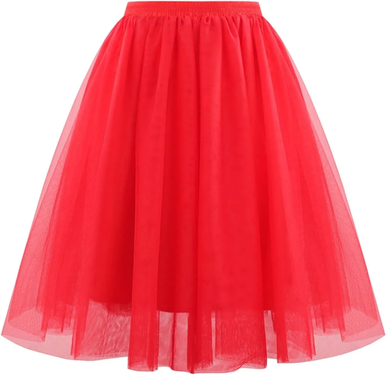 Women's Sundresses Summer Casual Loose Trendy Elastic High Waist Solid Color Party Dance Fluffy Mesh Tulle Skirts 2025, S-2XL