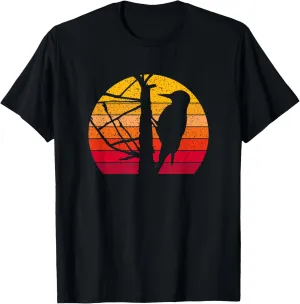 Woodpecker in a Tree Birdslover Retro Nature-Lover T-Shirt